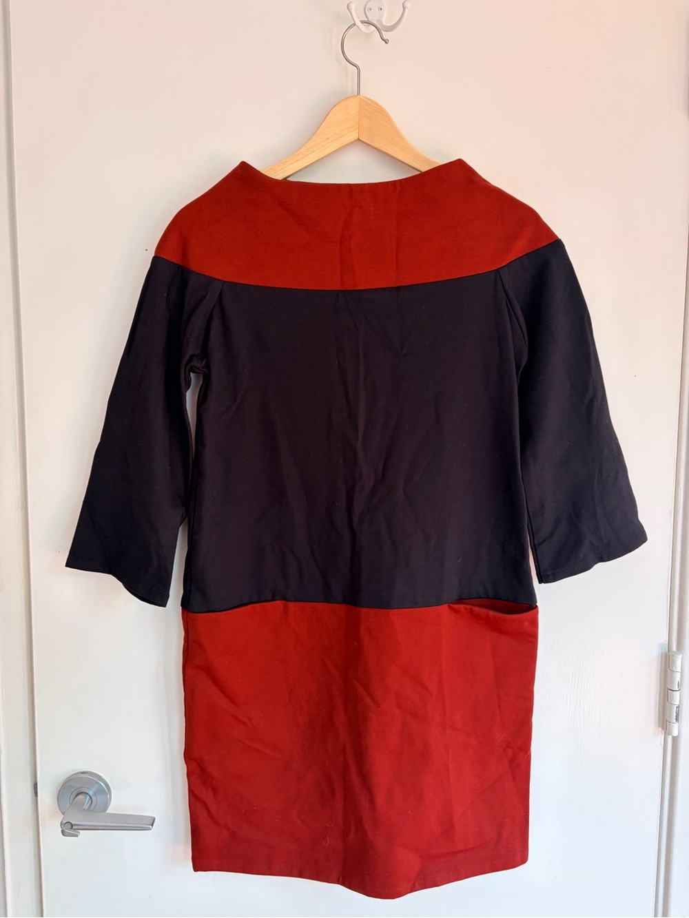 Slow Fashion Melow Colorblocked Red and Black Women’s Dress